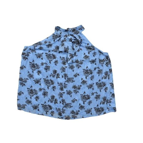 torrid Tops - Torrid Size 3 Plus Blue Rayon Blouse Floral Wrap Neck Sleeveless